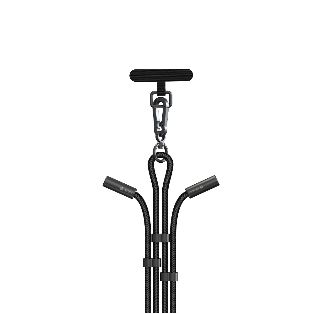 Devia kabel uniwersalna smycz 2w1 PD USB-C - Lightning 1,6 m 27W czarny z regulacj� d�ugo�ci / 2