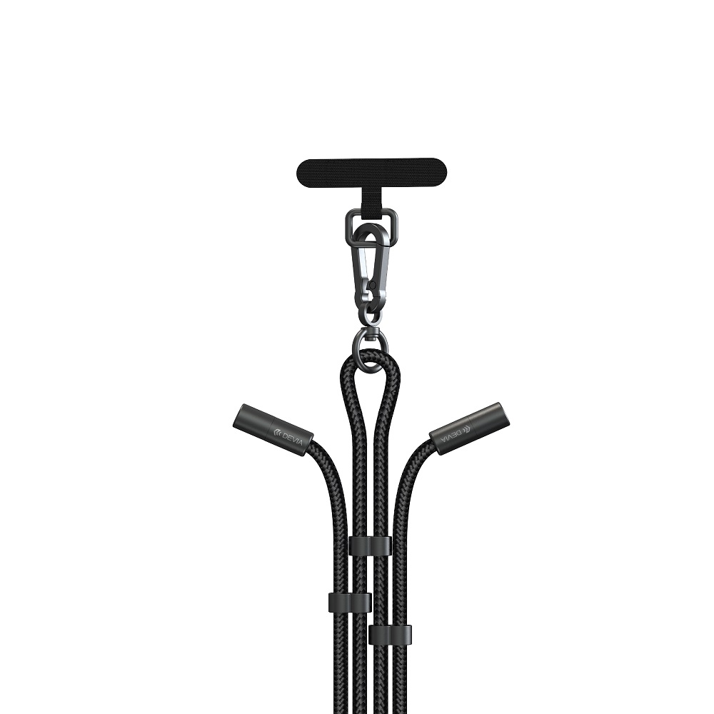 Devia kabel uniwersalna smycz 2w1 PD USB-C - USB-C 1,6 m 60W czarny z regulacj� d�ugo�ci