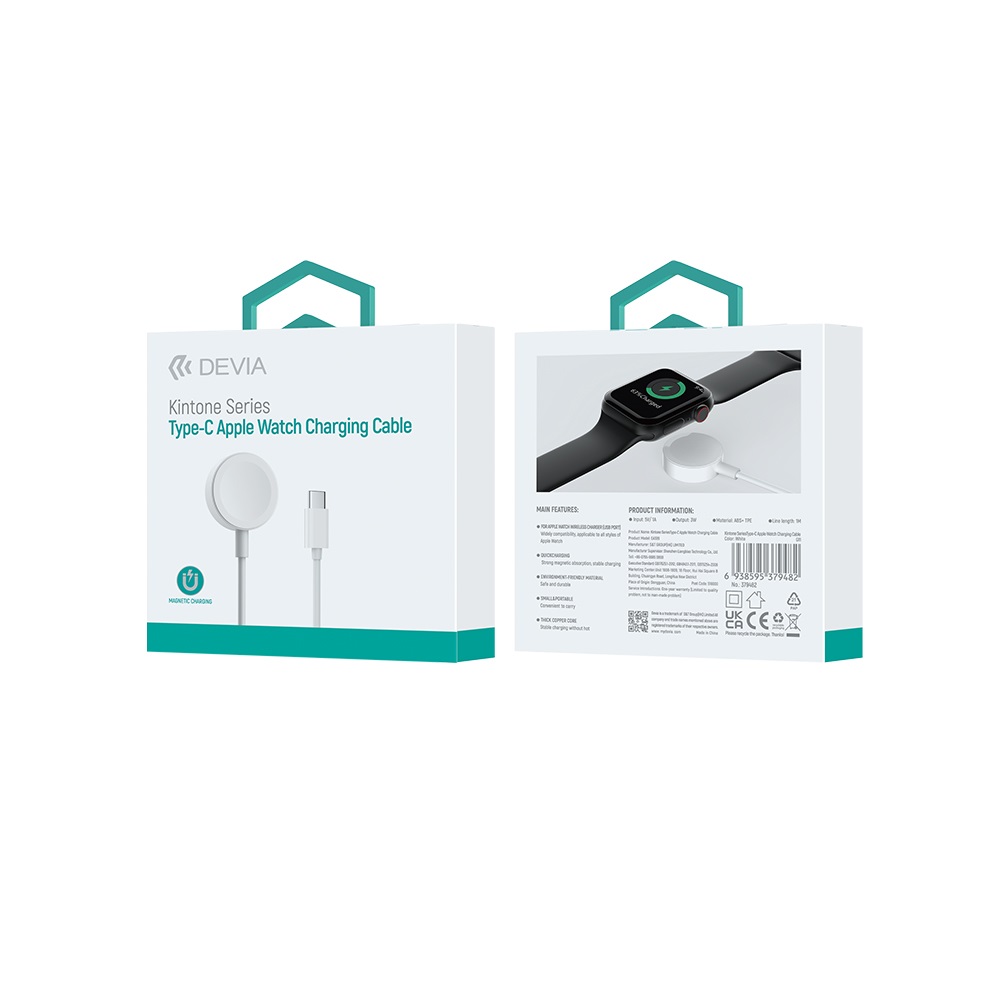 Devia �adowarka indukcyjna Kintone USB-C 1,0 m bia�a z do Apple Watch / 2