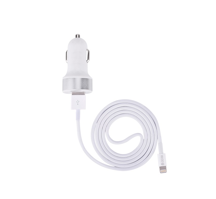 Devia �adowarka samochodowa Smart MFI 2xUSB bia�a 2.4A / 2