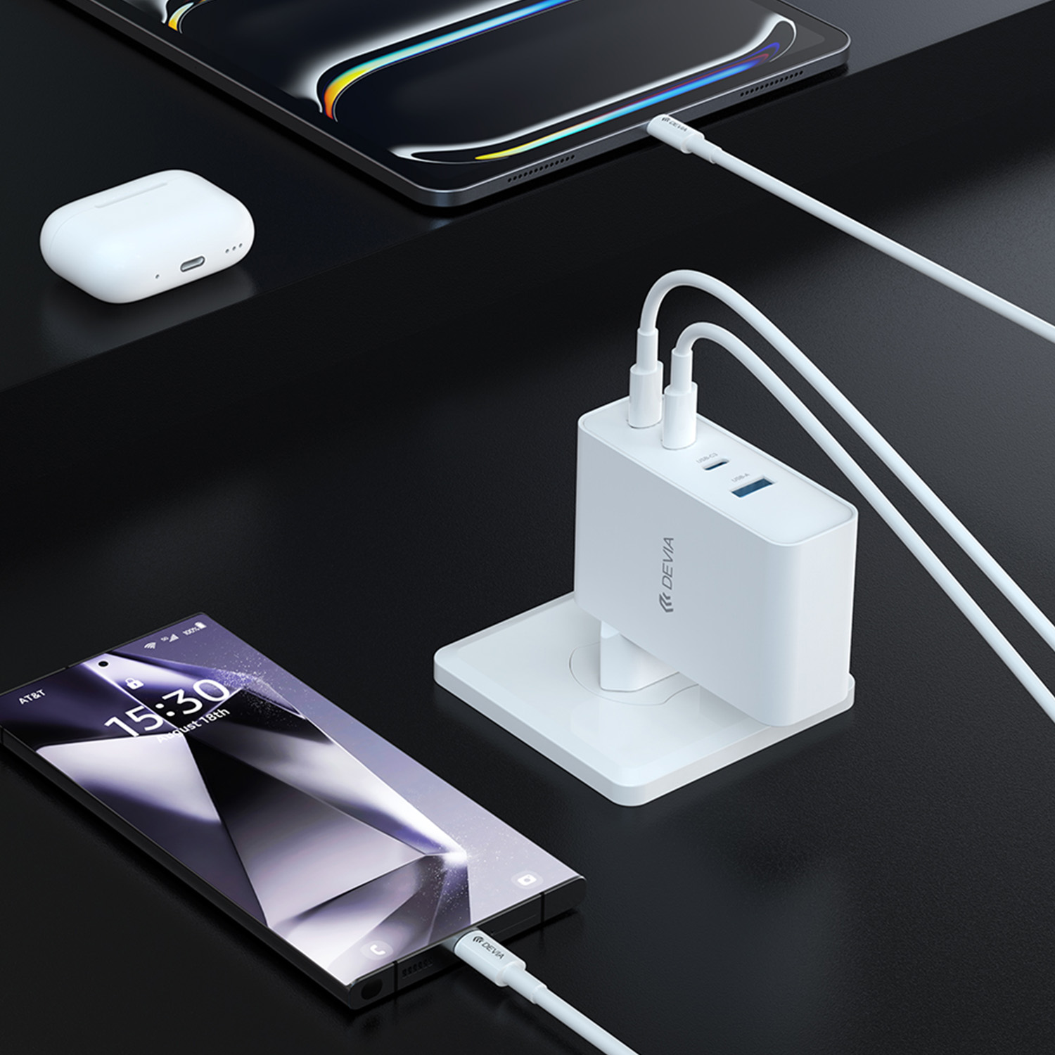 Devia �adowarka sieciowa Extreme PD GaN 100W 3x USB-C 1x USB bia�a / 10