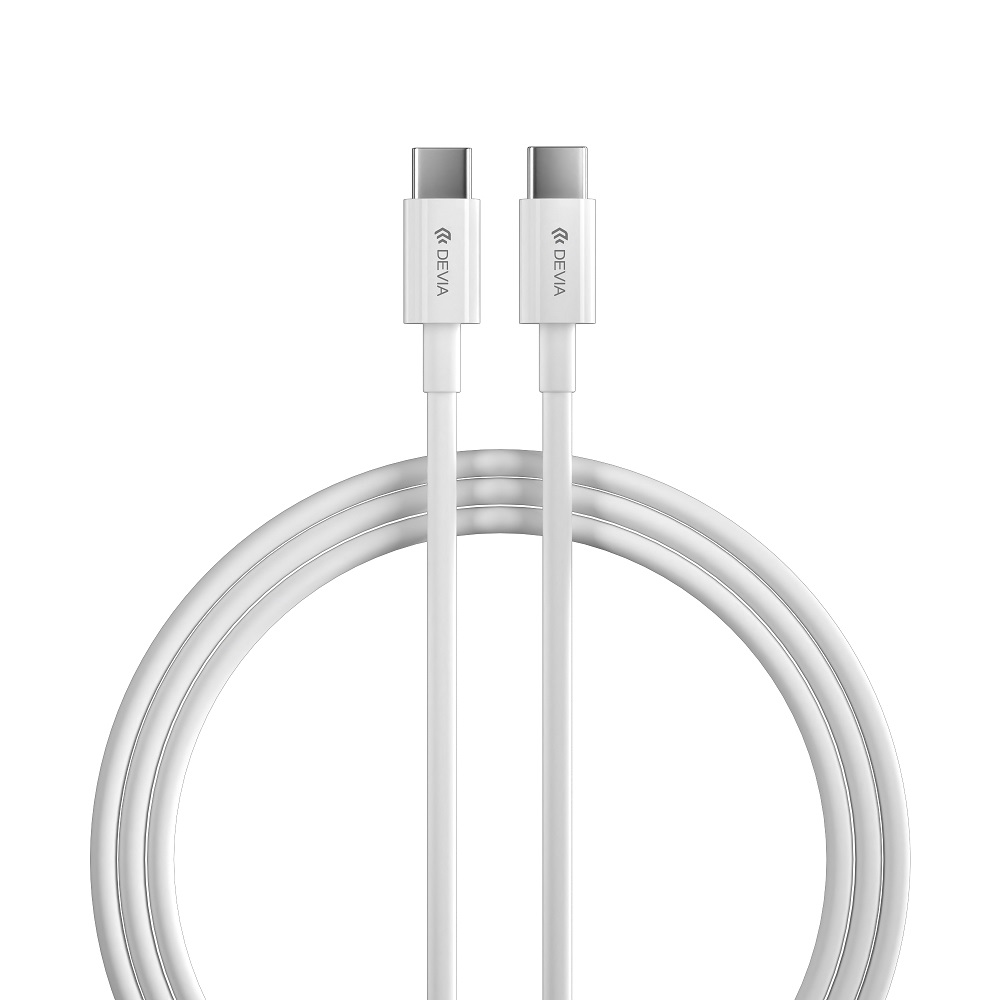 Devia �adowarka sieciowa Extreme PD GaN 65W 2x USB-C 1x USB bia�a + kabel USB-C - USB-C / 5