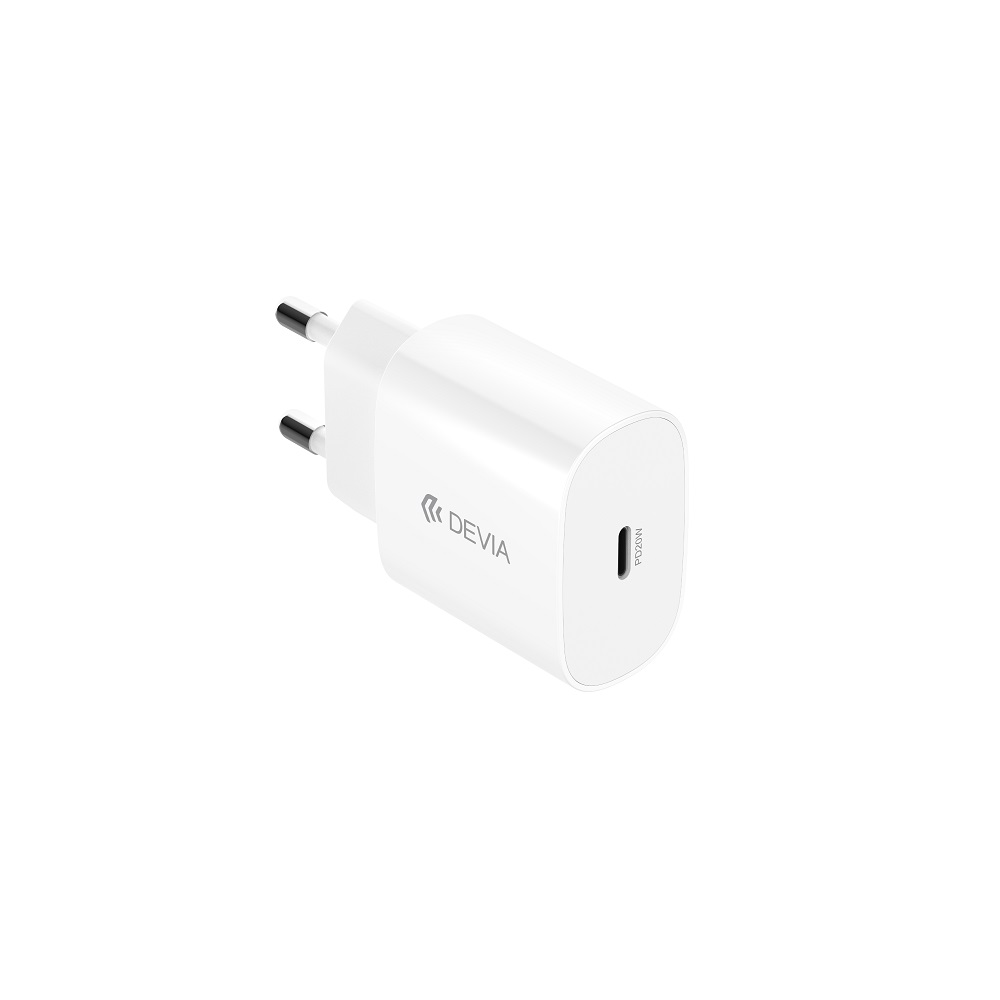Devia �adowarka sieciowa Rocket PD 20W 1x USB-C bia�a + kabel USB-C - Lightning / 2