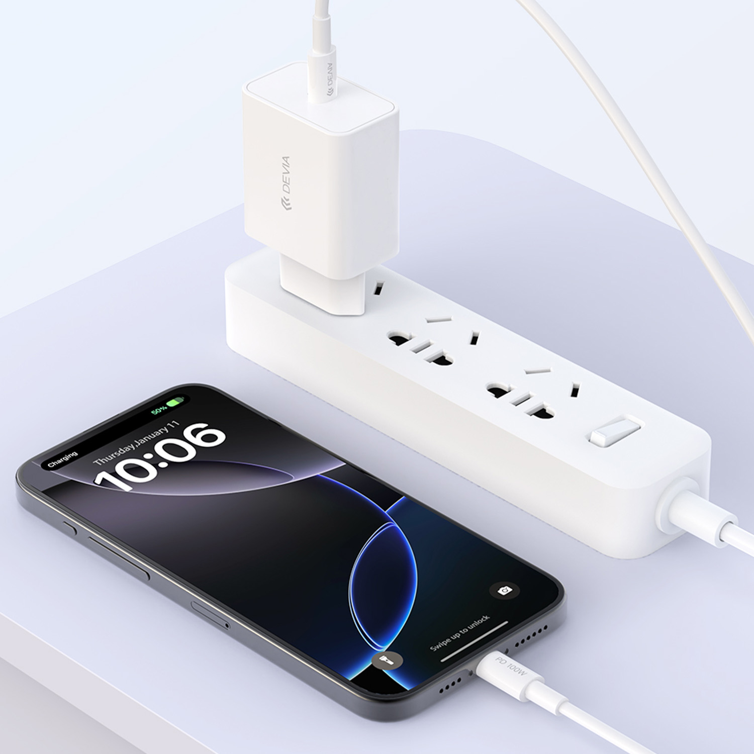 Devia �adowarka sieciowa Rocket PD 45W 1x USB-C bia�a / 5