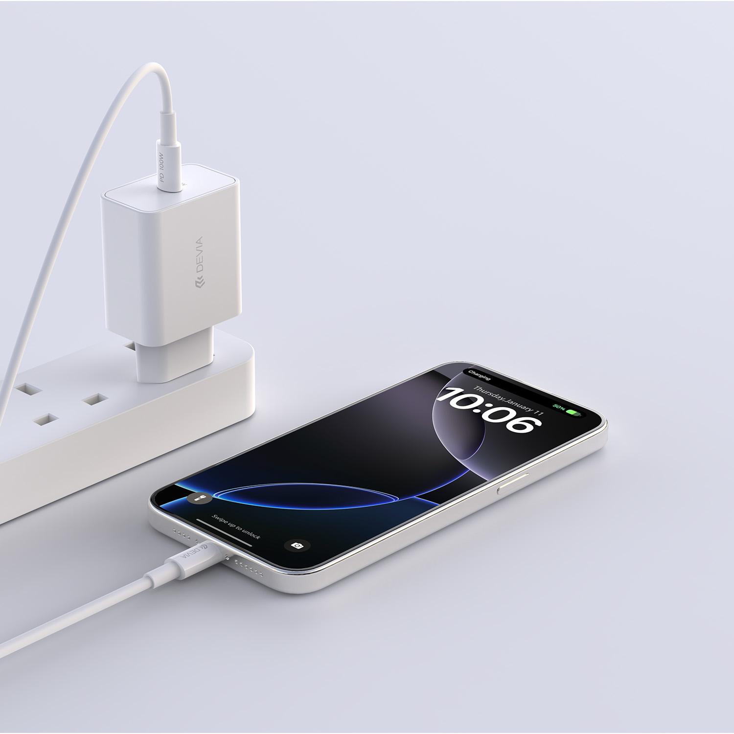 Devia �adowarka sieciowa Rocket PD 45W 1x USB-C bia�a / 6