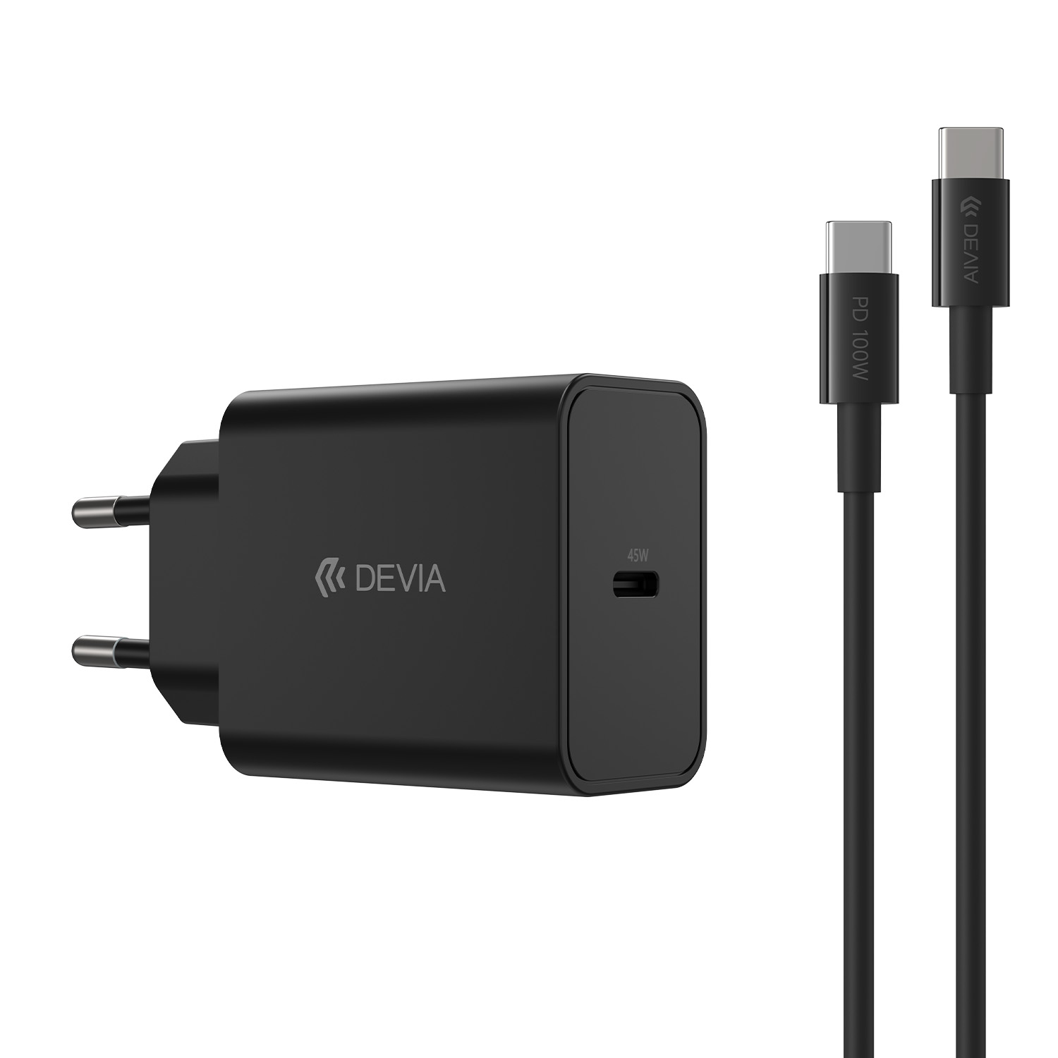 Devia �adowarka sieciowa Rocket PD 45W 1x USB-C bia�a + kabel USB-C - USB-C / 2