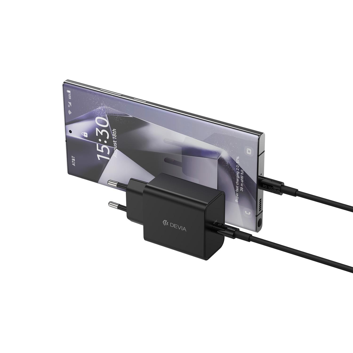 Devia �adowarka sieciowa Rocket PD 45W 1x USB-C bia�a + kabel USB-C - USB-C / 6