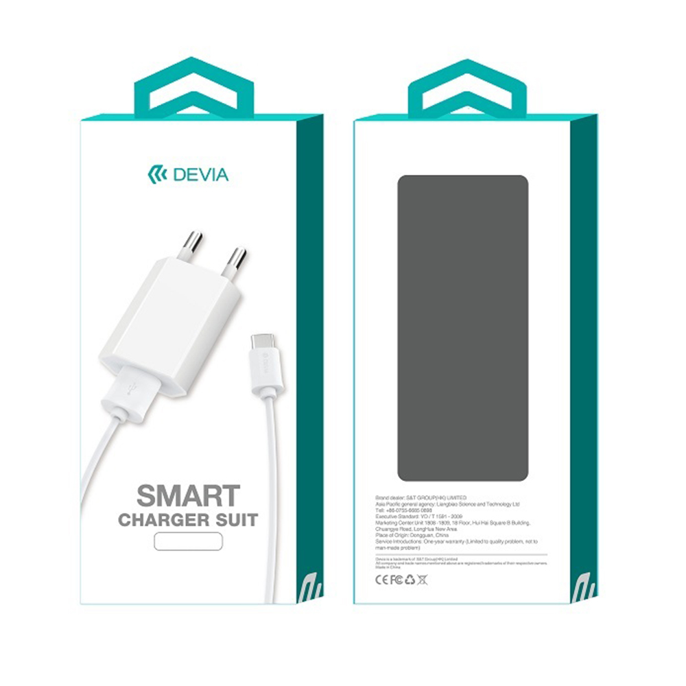 Devia �adowarka sieciowa Smart 1USB plus kabel 8-pin bia�a 1A / 2