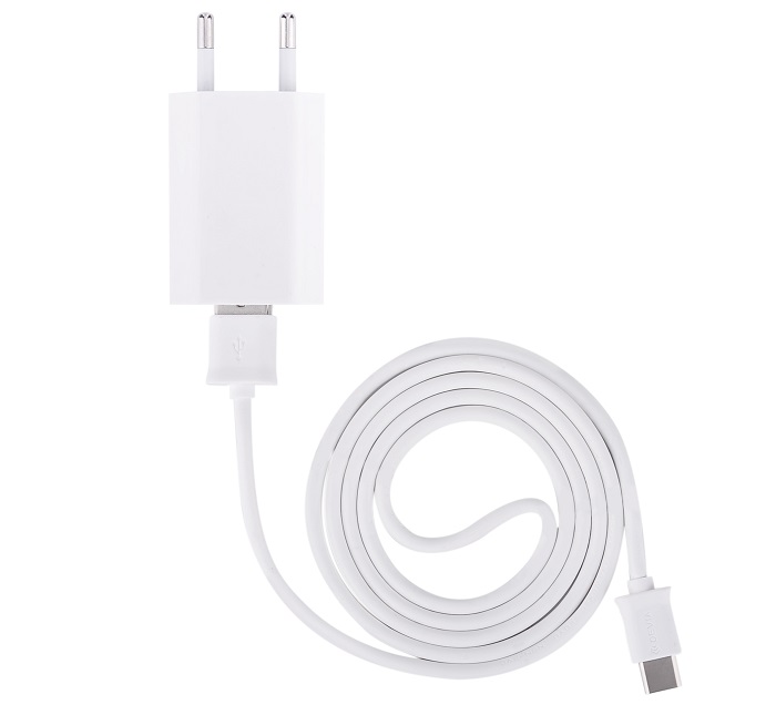 Devia �adowarka sieciowa Smart 1USB plus kabel typ-c bia�a 1A / 2