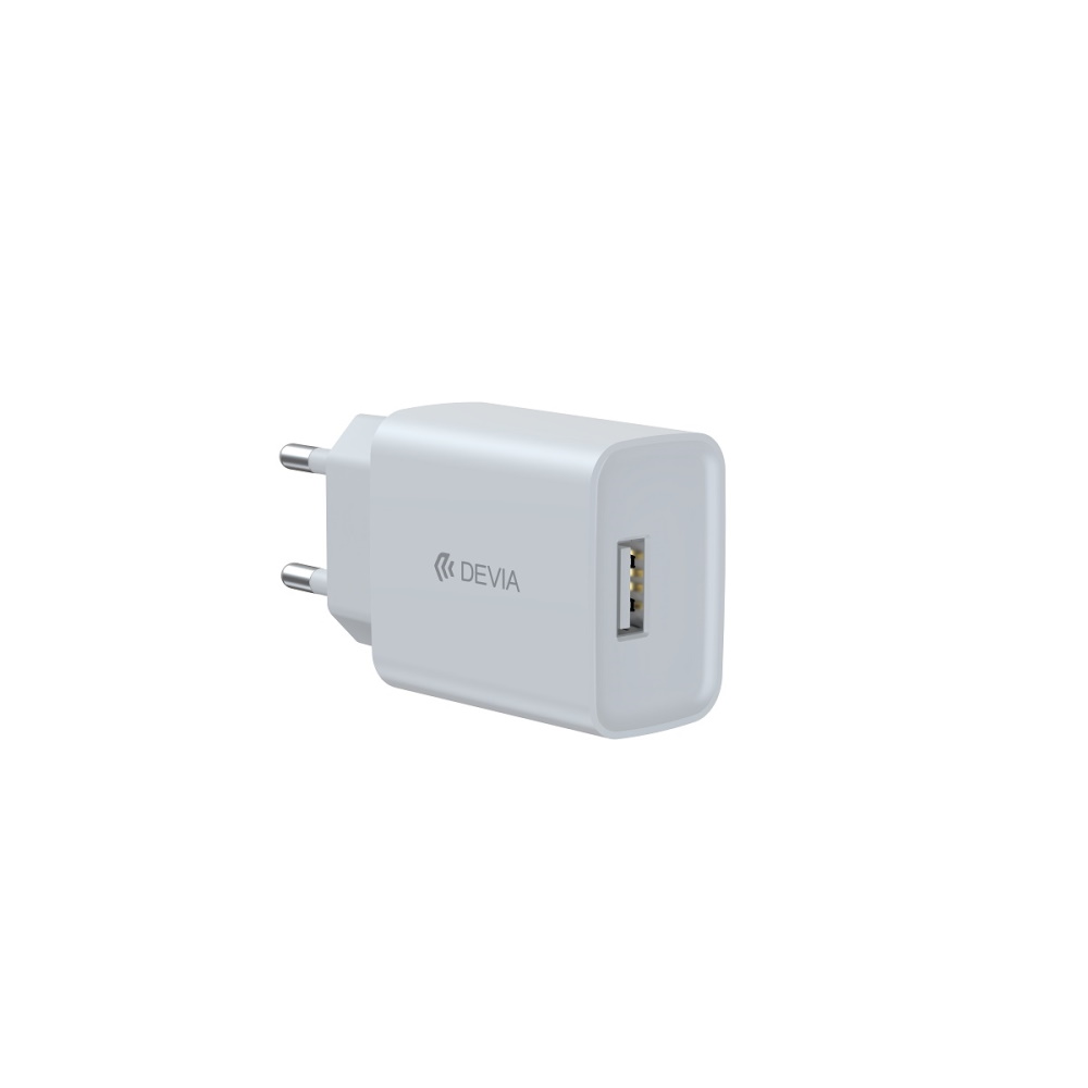 Devia �adowarka sieciowa Smart 1x USB 2,1A bia�a + kabel USB-C / 2