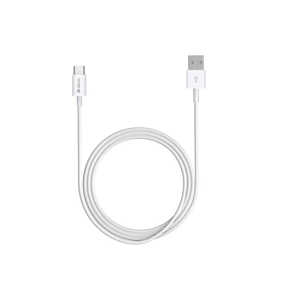 Devia �adowarka sieciowa Smart 1x USB 2,1A bia�a + kabel USB-C / 6