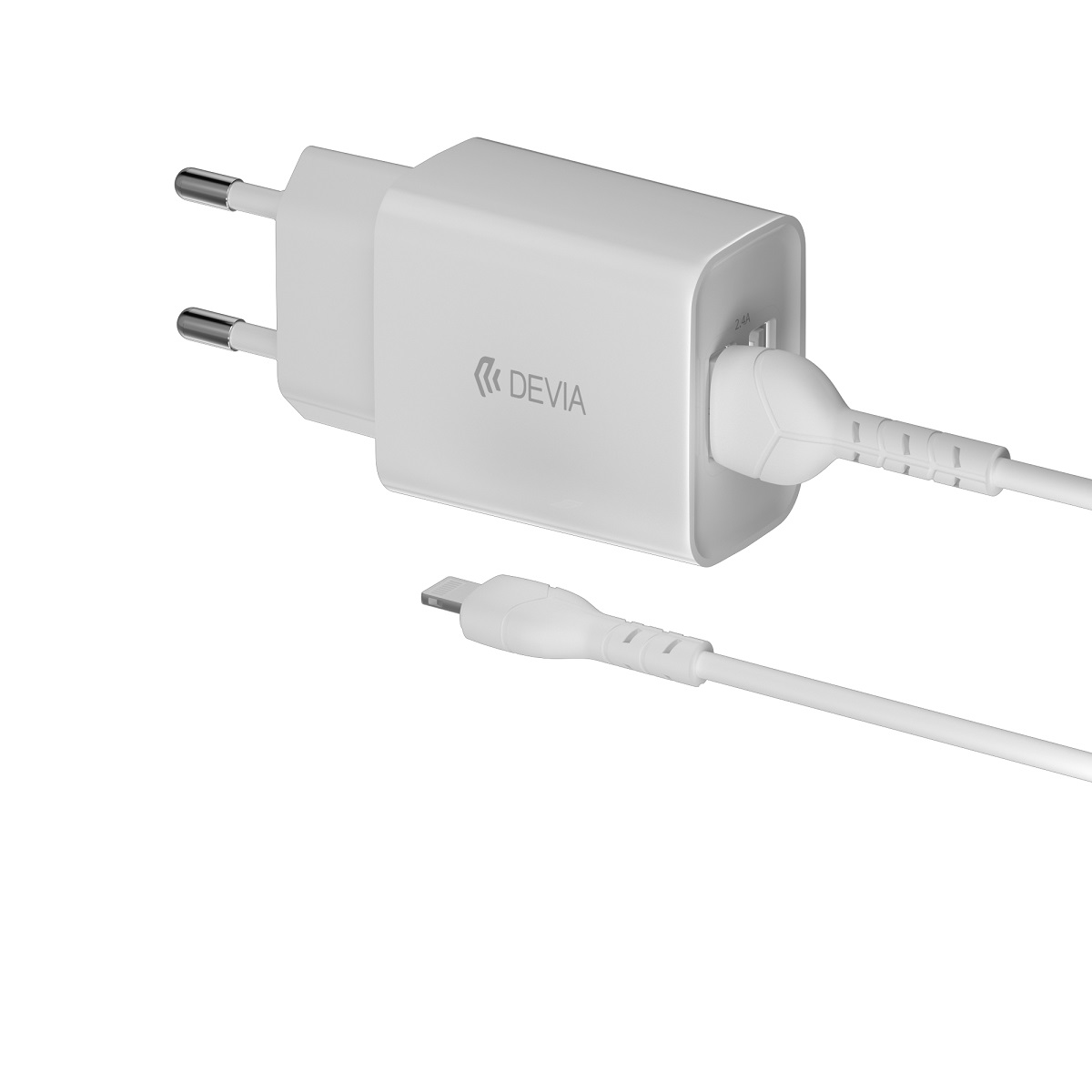 Devia �adowarka sieciowa Smart 2x USB 2,4A bia�a + kabel Lightning