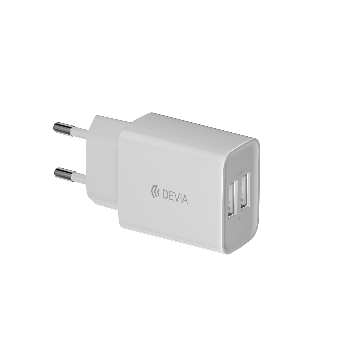Devia �adowarka sieciowa Smart 2x USB 2,4A bia�a + kabel USB-C / 2