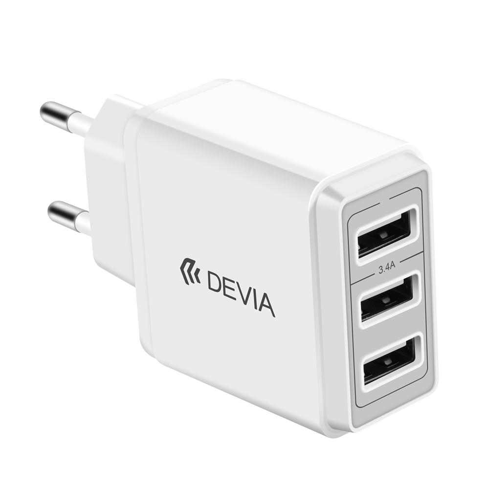Devia �adowarka sieciowa Smart 3USB 3,1A bia�a