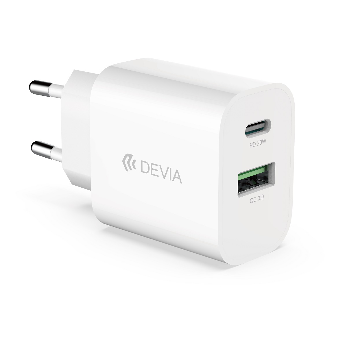 Devia �adowarka sieciowa Smart PD 1x USB-C 1x USB 20W bia�a