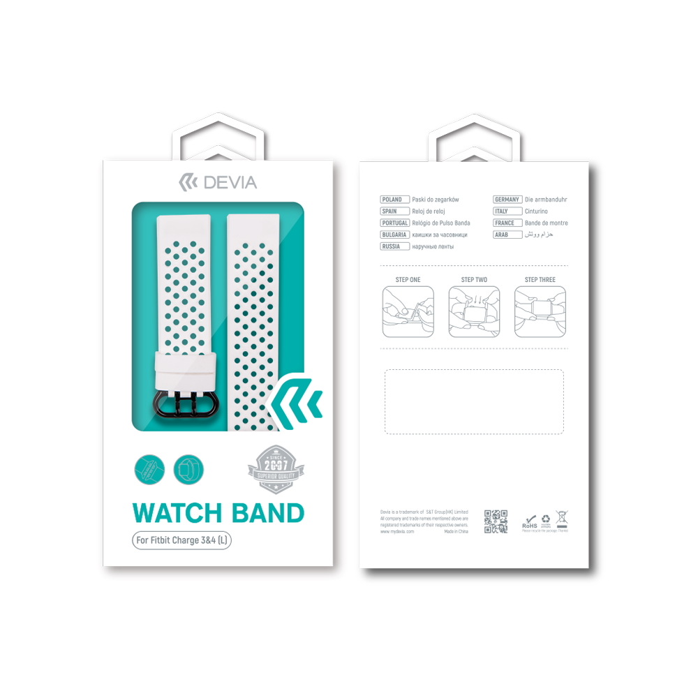 Devia pasek Deluxe Sport Mesh do Fitbit Charge 3 / Charge 4 red L / 2