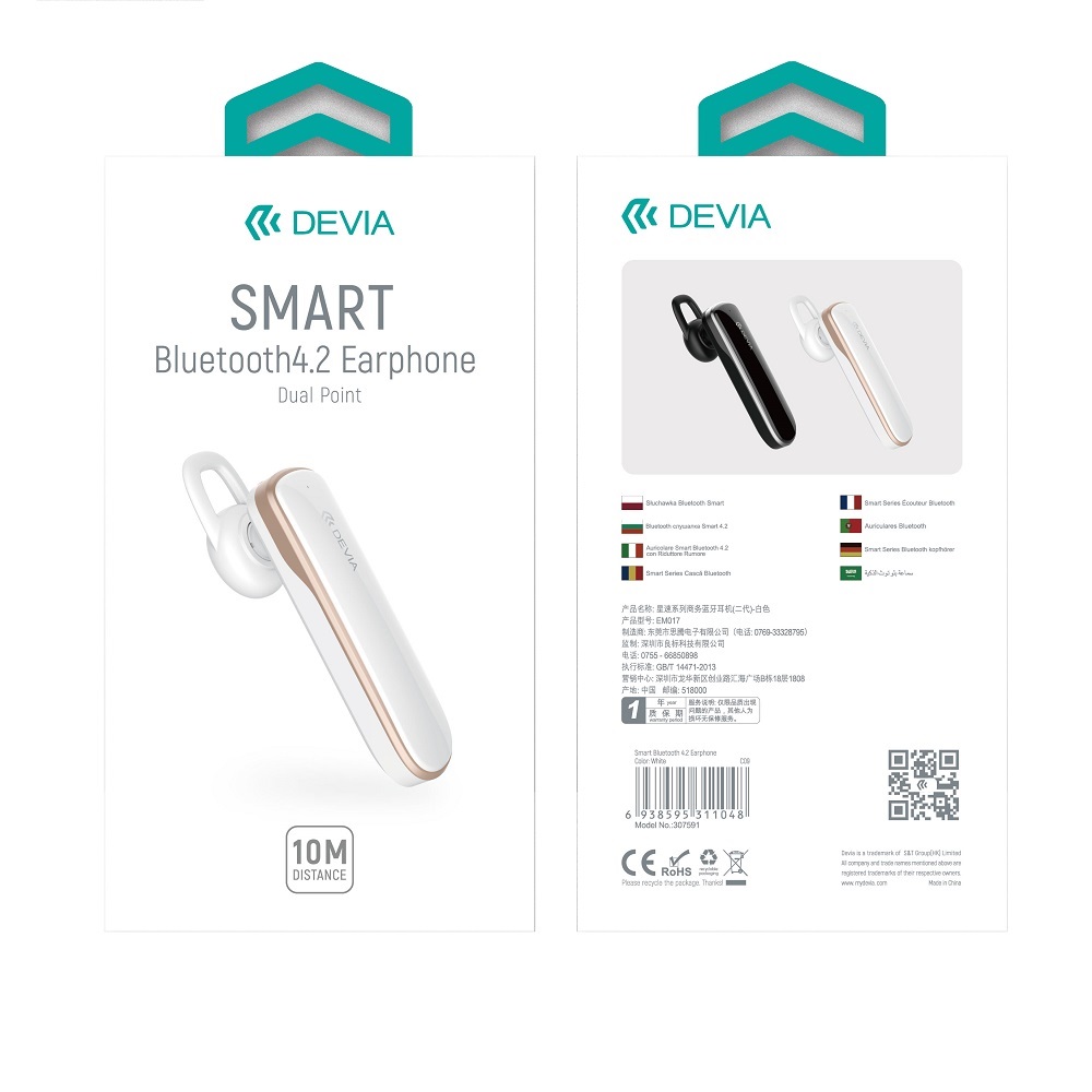 Devia s�uchawka Bluetooth Smart 4.2 new bia�e / 3