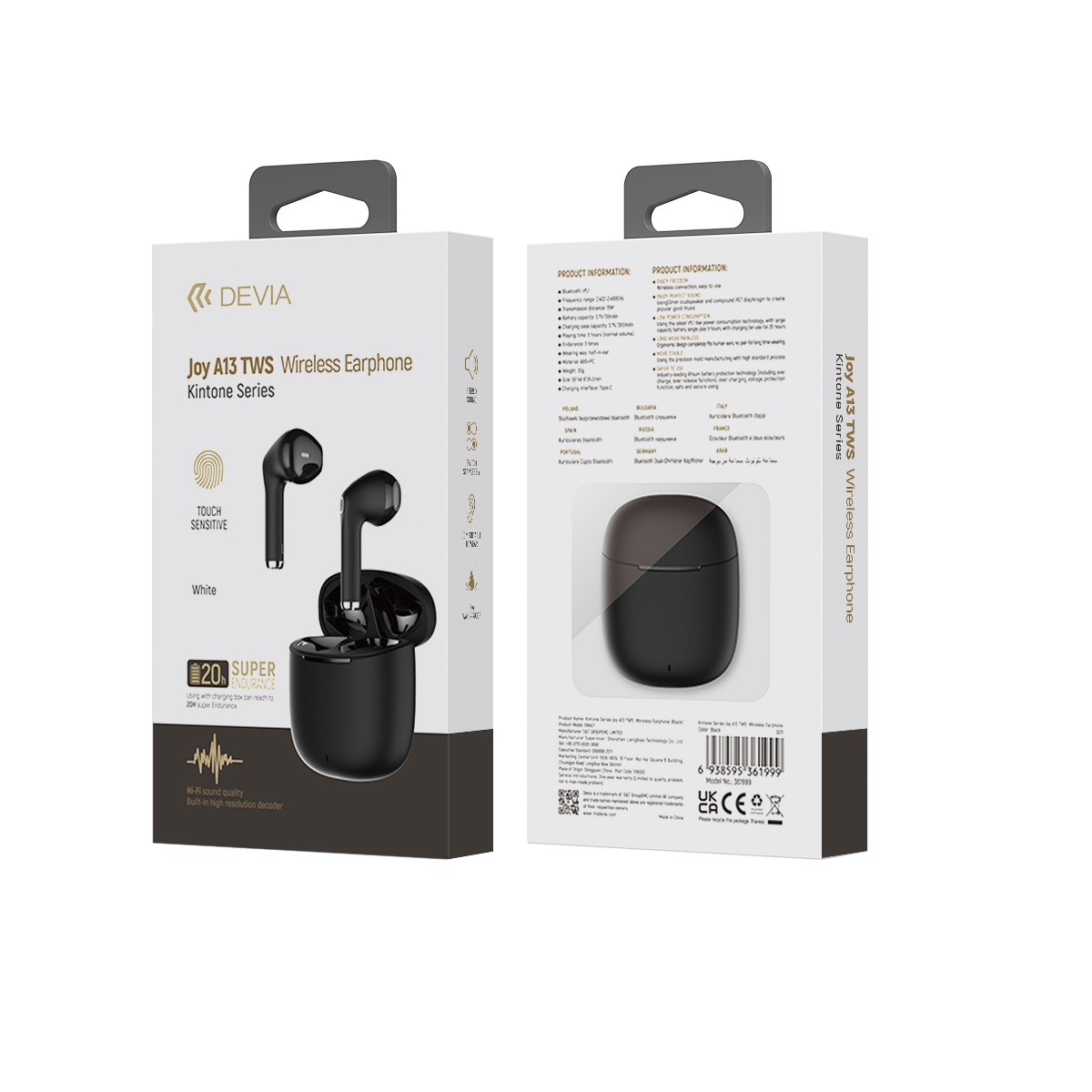 Devia s�uchawki Bluetooth TWS Joy A13 czarne / 3