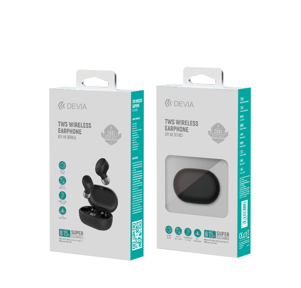Devia s�uchawki Bluetooth TWS Joy A6 bia�e / 4