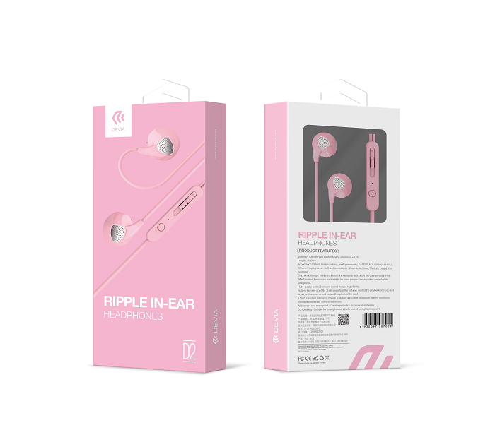 Devia s�uchawki przewodowe D2 Ripple r�owe / 2