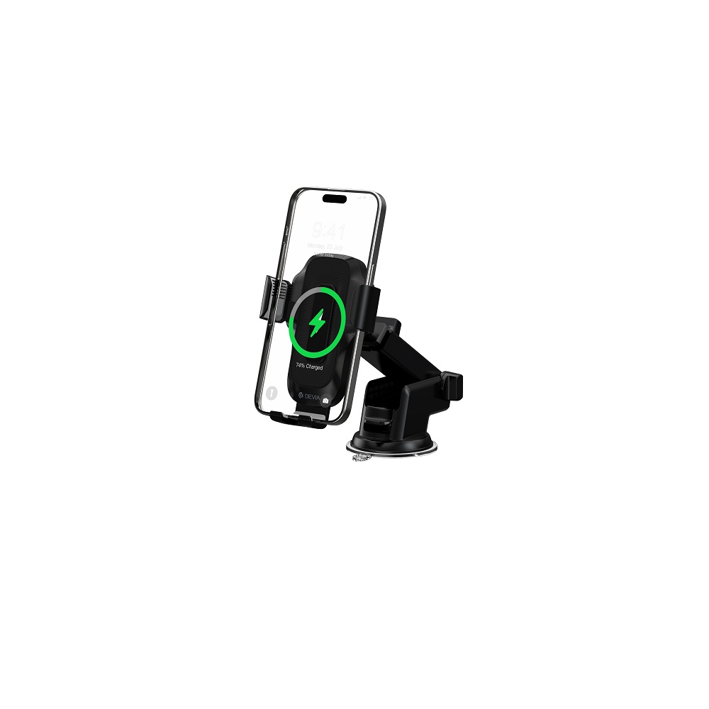 Devia uchwyt samochodowy EA497 z �adowaniem bezprzewodowym indukcyjnym czarny 15W z przyssawk� / 5
