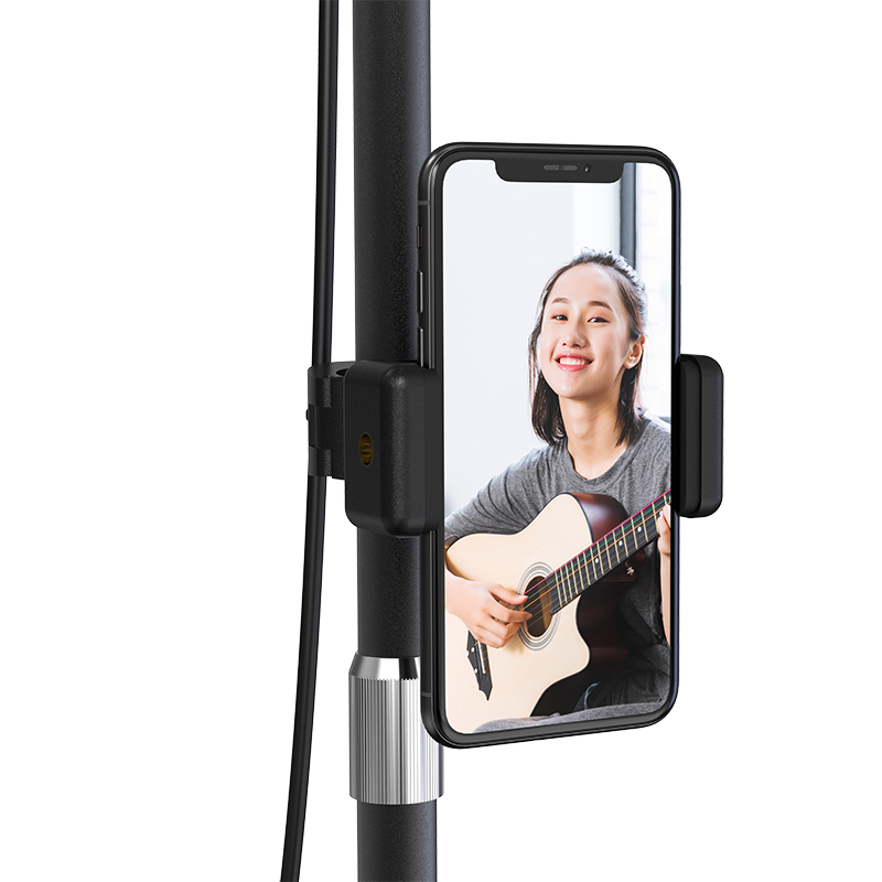 Devia Uchwyt stojak na telefon z lamp� LED 8 cali 40cm czarny / 2