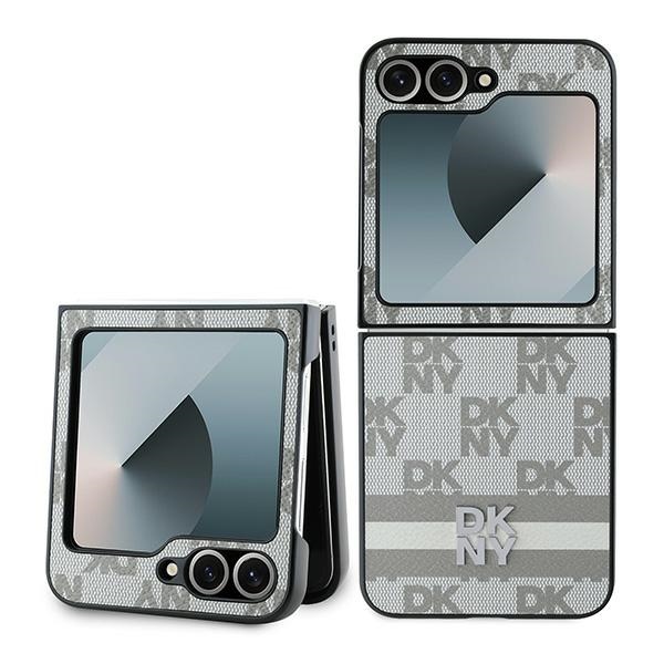 DKNY nak�adka be�owa Chequered Pattern Printed Stripes Samsung Galaxy Z Flip 6