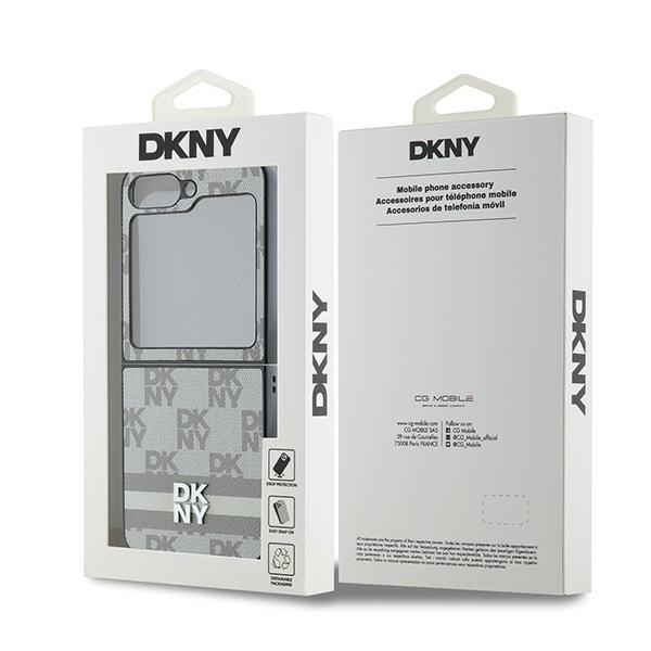 DKNY nak�adka be�owa Chequered Pattern Printed Stripes Samsung Galaxy Z Flip 6 / 8