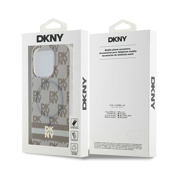 DKNY nak�adka be�owa HC Magsafe pc tpu checkered pattern w printed stripes Apple iPhone 15 Pro / 8