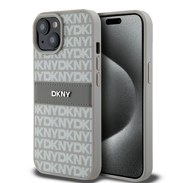 DKNY nak�adka be�owa HC PU repeat texture pattern w tonal stripe Apple iPhone 15