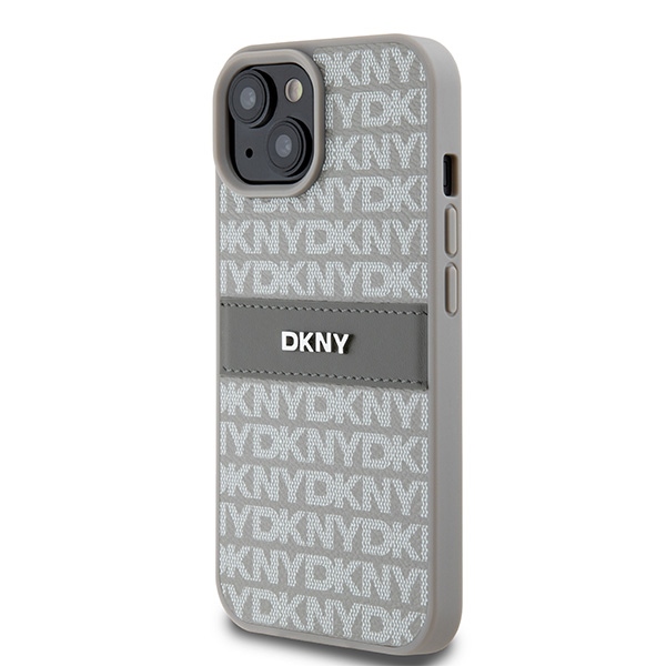 DKNY nak�adka be�owa HC PU repeat texture pattern w tonal stripe Apple iPhone 15 Plus / 2