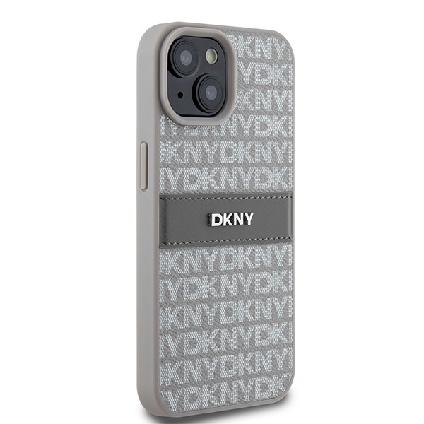 DKNY nak�adka be�owa HC PU repeat texture pattern w tonal stripe Apple iPhone 15 Plus / 4