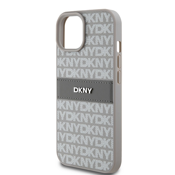 DKNY nak�adka be�owa HC PU repeat texture pattern w tonal stripe Apple iPhone 15 Plus / 6