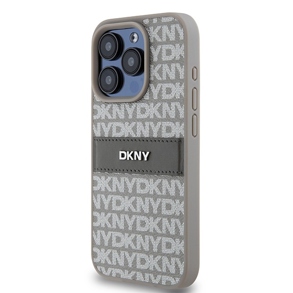 DKNY nak�adka be�owa HC PU repeat texture pattern w tonal stripe Apple iPhone 15 Pro / 2
