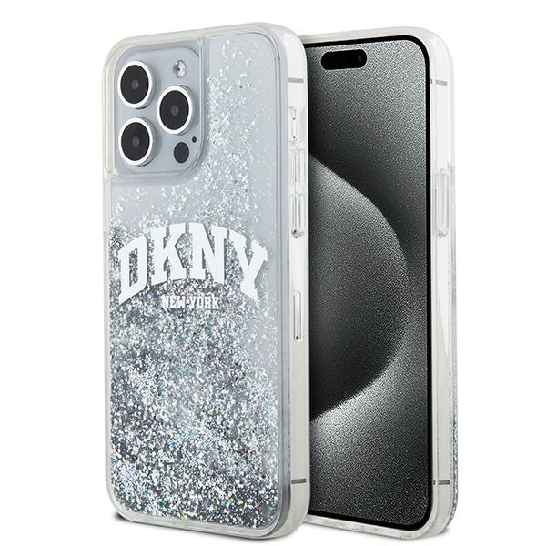 DKNY nak�adka bia�a HC liquid glitters w arch logo Apple iPhone 15 Pro Max