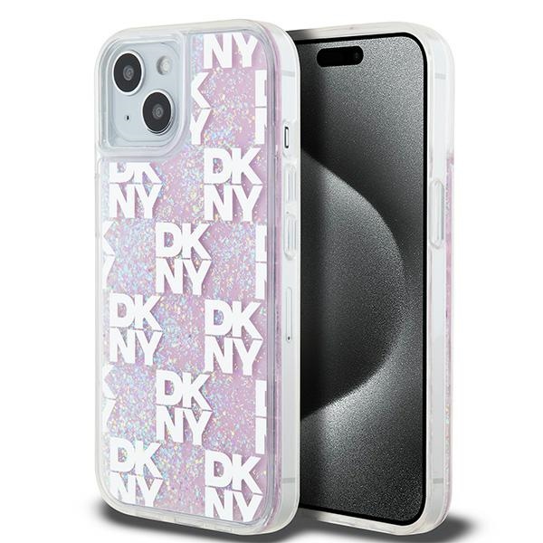 DKNY nak�adka bia�a HC liquid glitters w checkered pattern Apple iPhone 15
