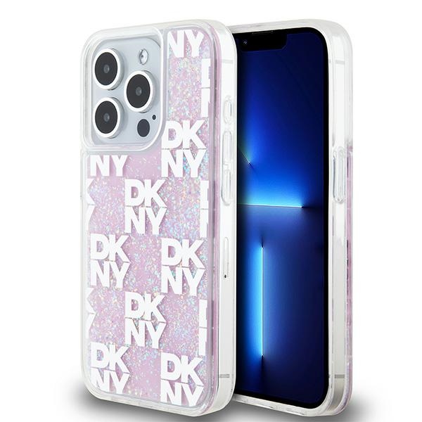 DKNY nak�adka bia�a HC liquid glitters w checkered pattern Apple iPhone 15 Pro