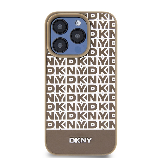 DKNY nak�adka br�zowa HC Magsafe pu repeat pattern w bottom stripe Apple iPhone 15 Pro / 3