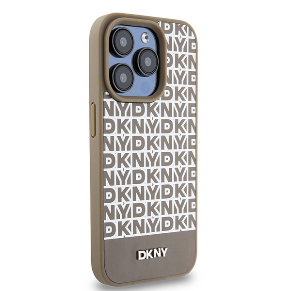 DKNY nak�adka br�zowa HC Magsafe pu repeat pattern w bottom stripe Apple iPhone 15 Pro / 4