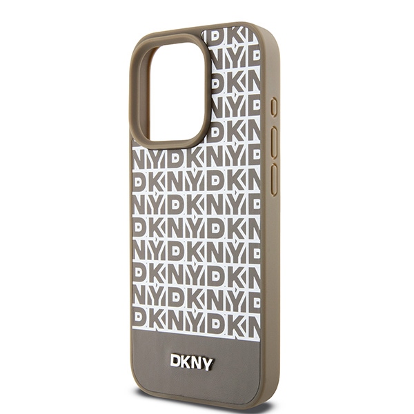 DKNY nak�adka br�zowa HC Magsafe pu repeat pattern w bottom stripe Apple iPhone 15 Pro / 6