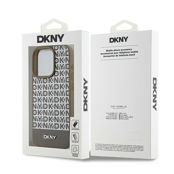 DKNY nak�adka br�zowa HC Magsafe pu repeat pattern w bottom stripe Apple iPhone 15 Pro / 8