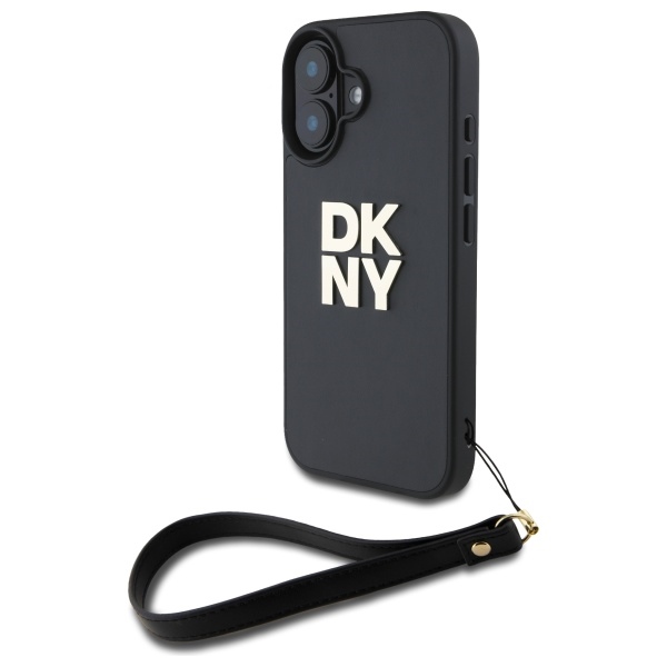 DKNY nak�adka HC PU Wrist Strap and Stack Logo czarny Apple iPhone 16