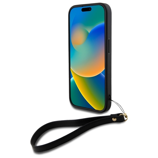 DKNY nak�adka HC PU Wrist Strap and Stack Logo czarny Apple iPhone 16 / 4