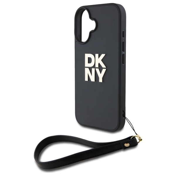 DKNY nak�adka HC PU Wrist Strap and Stack Logo czarny Apple iPhone 16 / 5