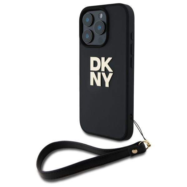 DKNY nak�adka HC PU Wrist Strap and Stack Logo czarny Apple iPhone 16 Pro