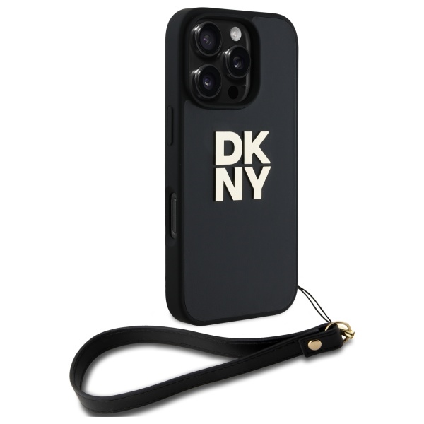 DKNY nak�adka HC PU Wrist Strap and Stack Logo czarny Apple iPhone 16 Pro / 3