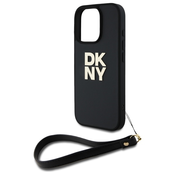 DKNY nak�adka HC PU Wrist Strap and Stack Logo czarny Apple iPhone 16 Pro / 5