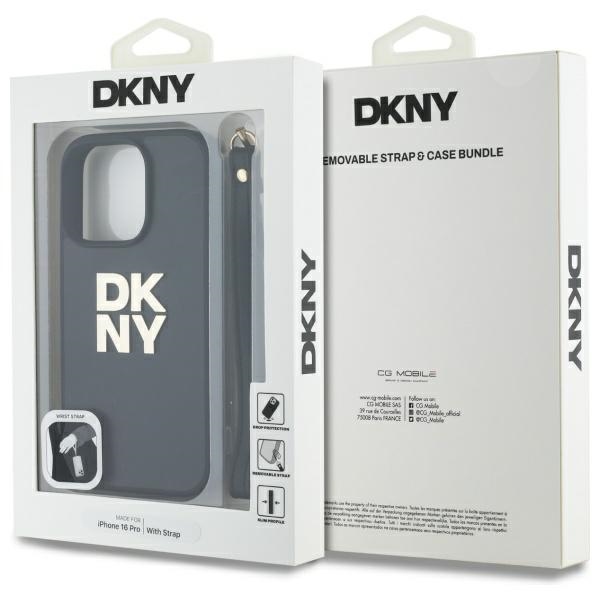 DKNY nak�adka HC PU Wrist Strap and Stack Logo czarny Apple iPhone 16 Pro / 7