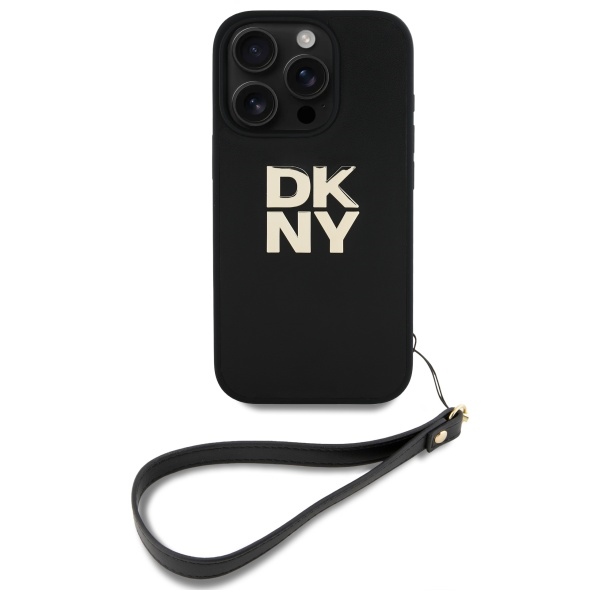 DKNY nak�adka HC PU Wrist Strap and Stack Logo czarny Apple iPhone 16 Pro Max / 2