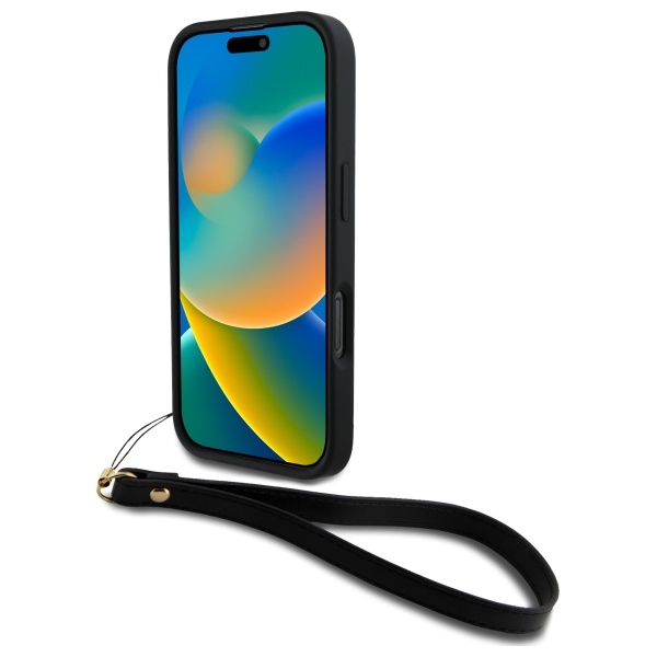 DKNY nak�adka HC PU Wrist Strap and Stack Logo czarny Apple iPhone 16 Pro Max / 4